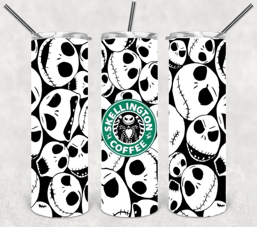 20 oz Tumbler, Halloween Themed Tumbler - Skelly Coffee