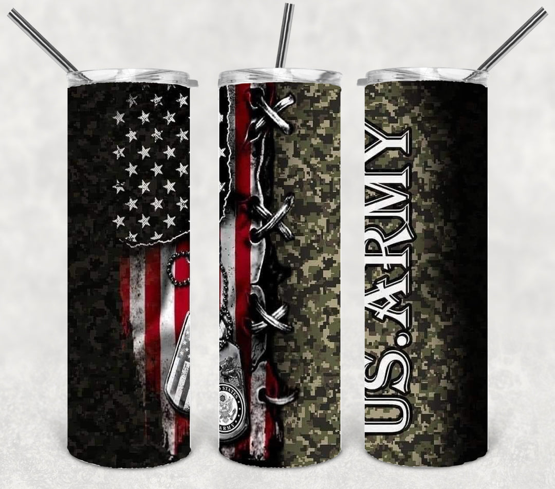 Army Tumbler, Army Veteran, Military Veteran, Military Tumbler, Honor Veterans, Veteran Gift, 20 oz Skinny Tumbler