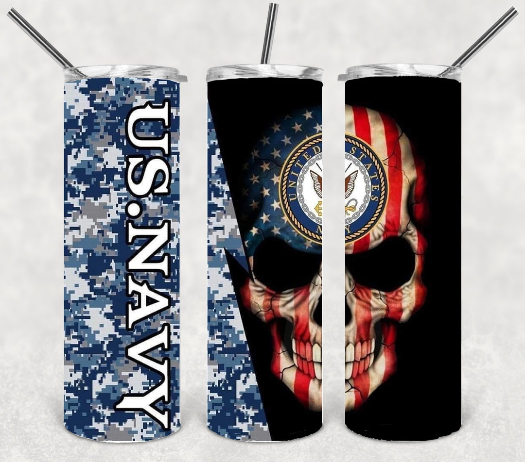 US Navy Tumbler, Navy Veteran, Military Veteran, Military Tumbler, Honor Veterans, Veteran Gift, 20 oz Skinny Tumbler