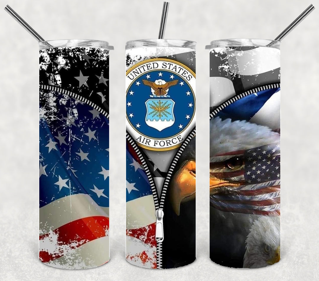 Air Force Tumbler, Air Force Veteran, Military Veteran, Military Tumbler, Honor Veterans, Veteran Gift, 20 oz Skinny Tumbler