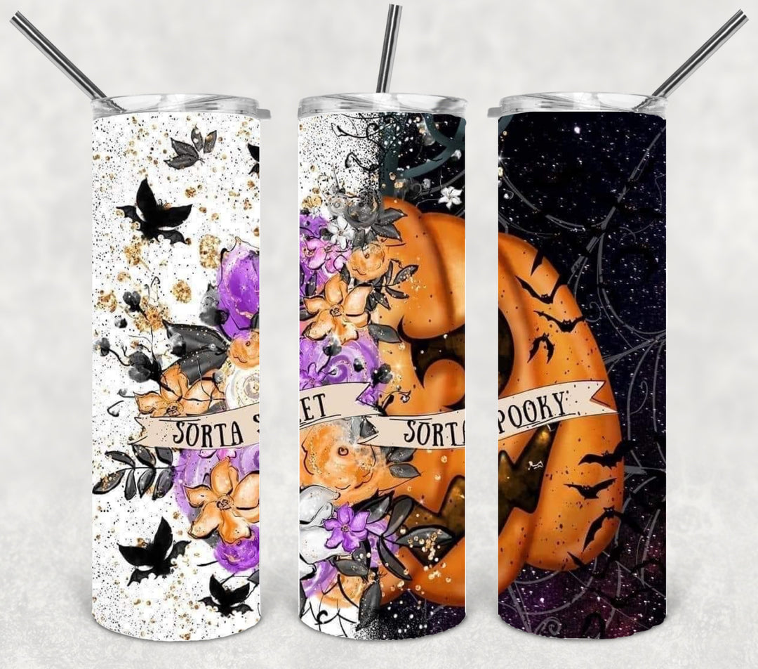 20 oz Tumbler, Halloween Themed Tumbler - Sorta Sweet Sorta Spooky