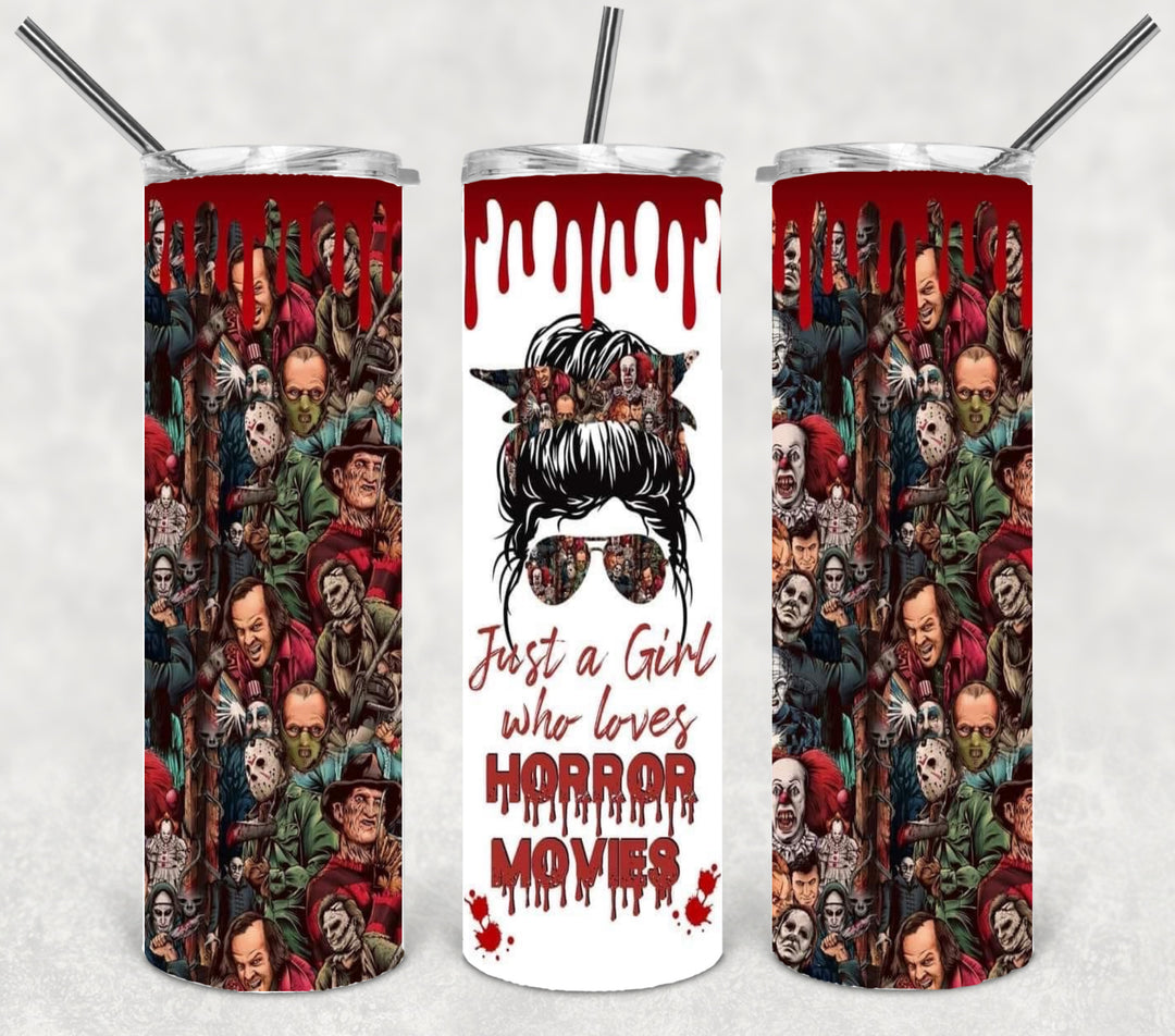 Halloween Themed Tumbler - Just a Girl Who Loves Horror Movies