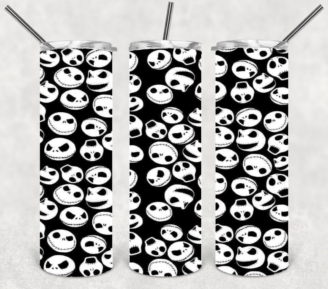 20 oz Tumbler, Halloween Themed Tumbler - Skelly Face
