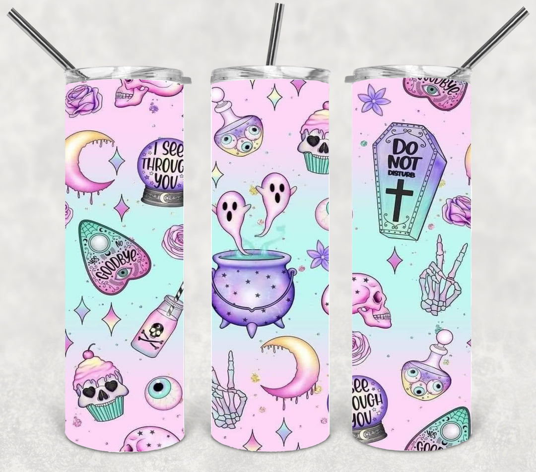 20 oz Tumbler, Halloween Themed Tumbler - Witchcraft Ghost Potions Witches Brew