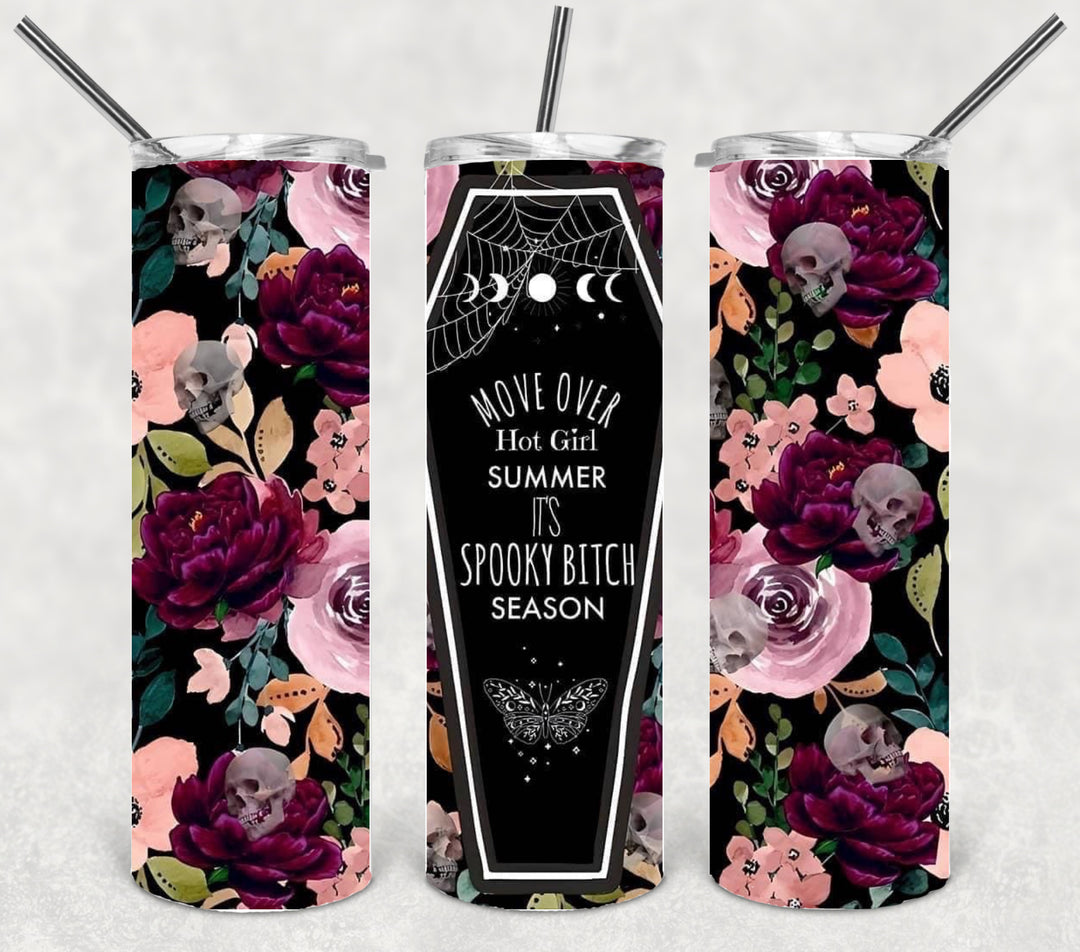 Halloween Themed Tumbler - Coffin and Roses