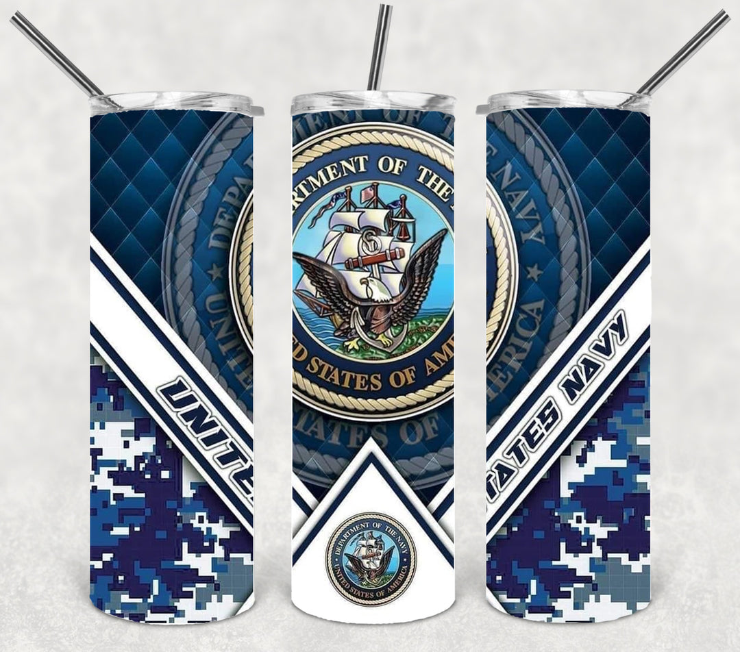 US Navy Tumbler, Navy Veteran, Military Veteran, Military Tumbler, Honor Veterans, Veteran Gift, 20 oz Skinny Tumbler