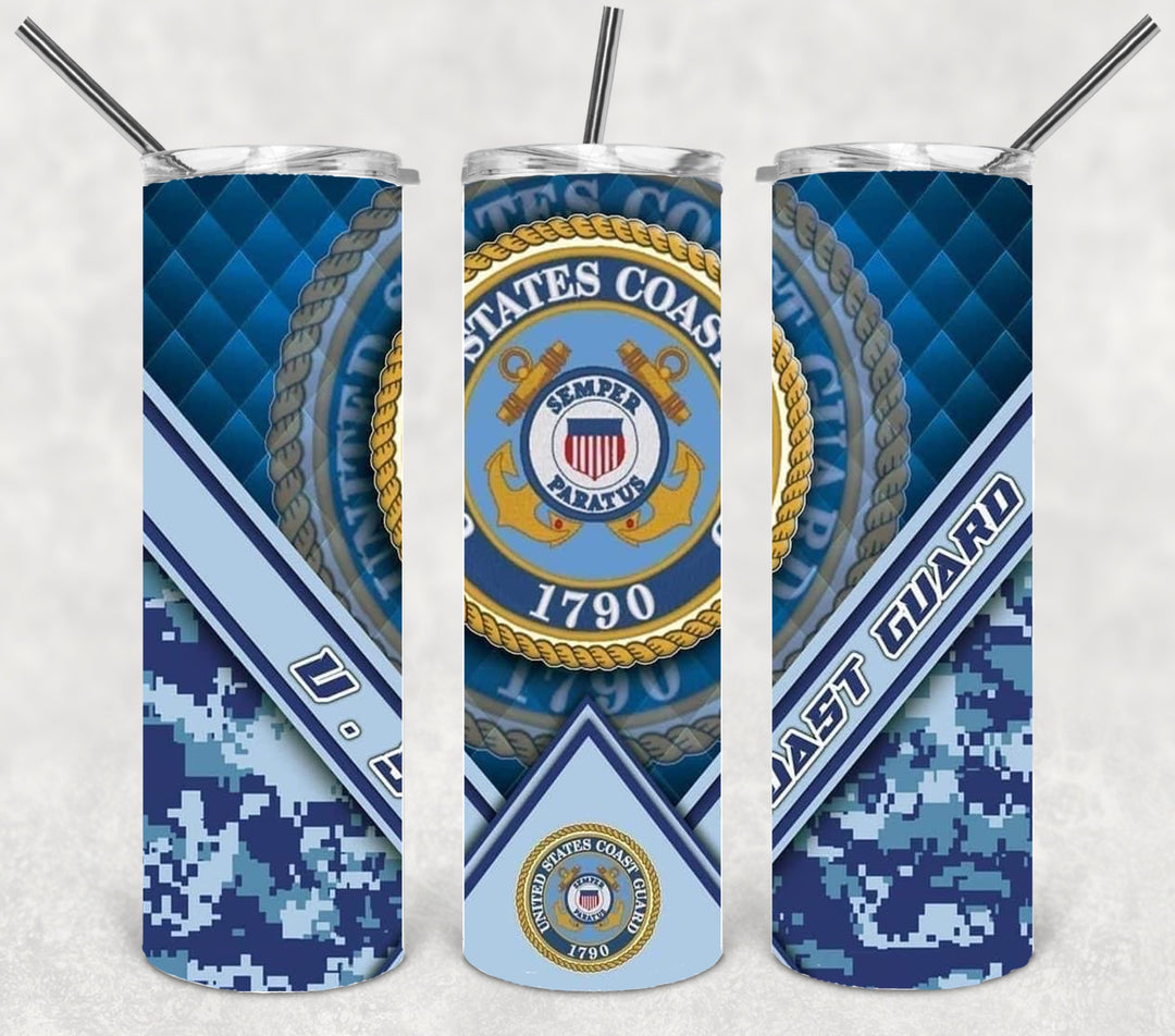 Coast Guard Tumbler, Coast Guard Veteran, Military Veteran, Military Tumbler, Honor Veterans, Veteran Gift, 20 oz Skinny Tumbler