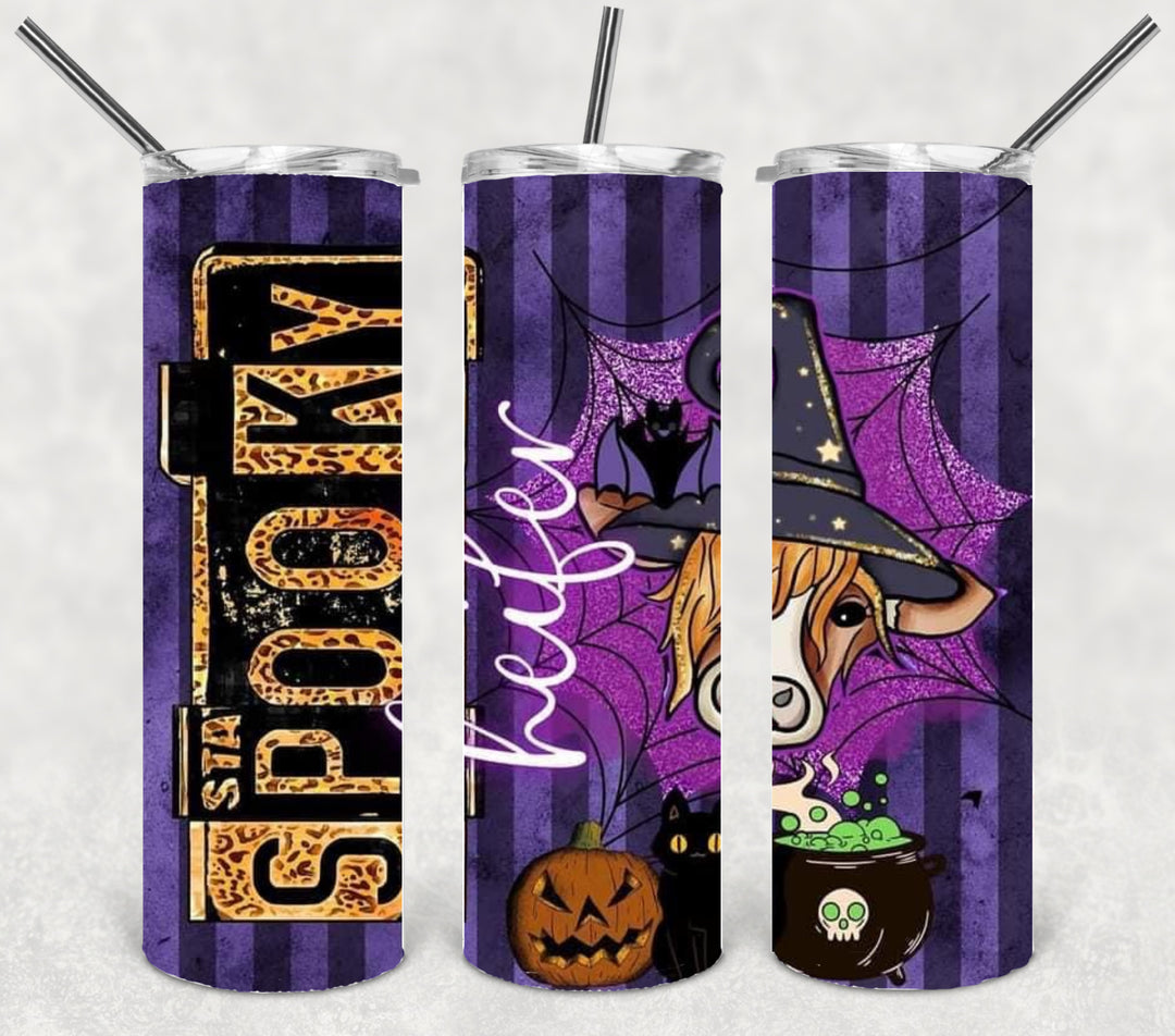 20 oz Tumbler, Halloween Themed Tumbler - Spooky Heifer