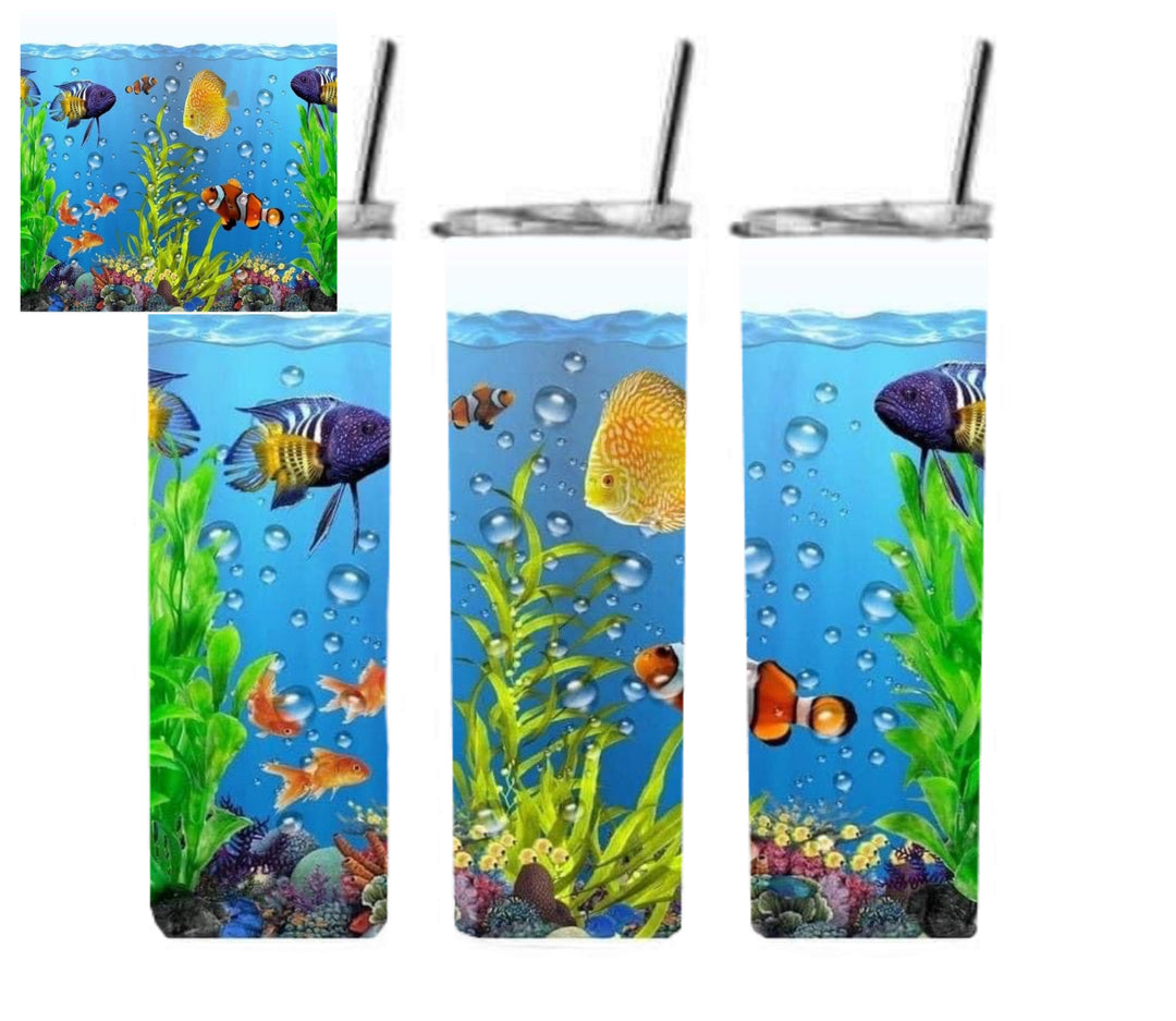20 oz Skinny Tumbler - Beach Theme - Beachlife - Aquarium