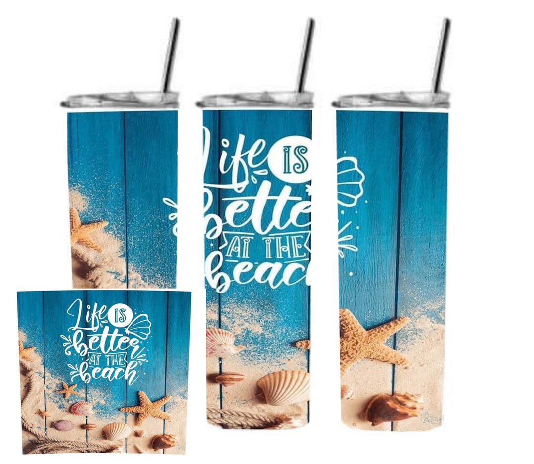 20 oz Skinny Tumbler - Beach Theme - Beachlife - Life is Better at the Beach