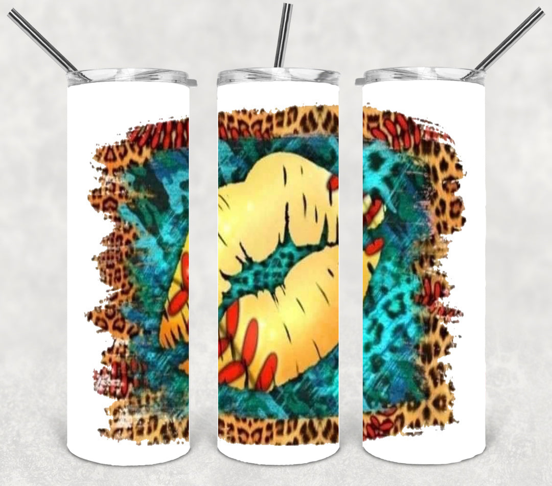 Baseball Lips Leopard Print Tumbler
