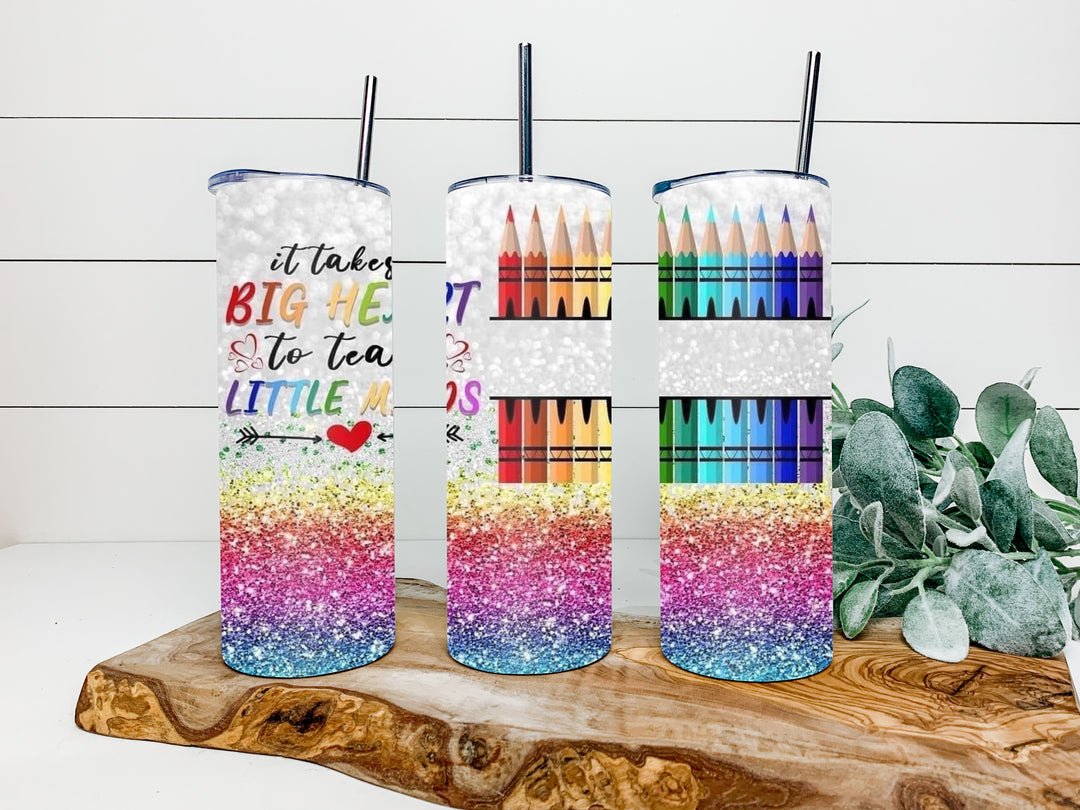 20 oz Tumbler - Teacher Gift - It Takes a Big Heart to Teach Little Minds