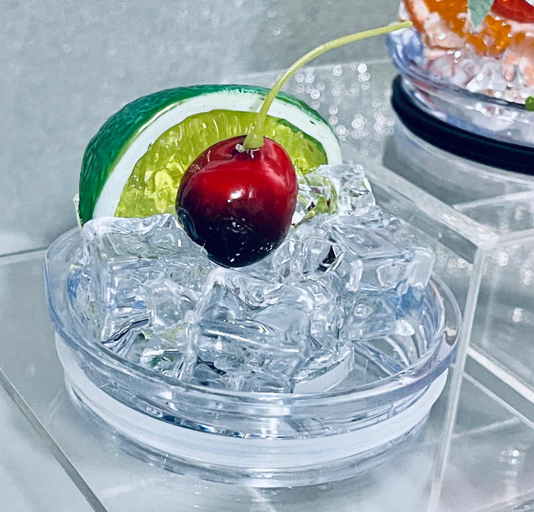 Lime Wedge + Cherry - Fruit Tumbler Toppers