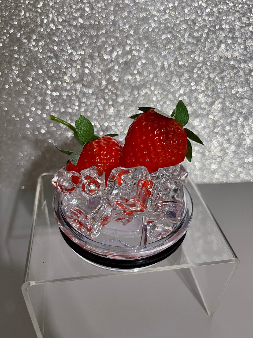 Strawberry + Strawberry - Fruit Tumbler Toppers - Decorative Lid for Tumblers - Ice Topper Lid