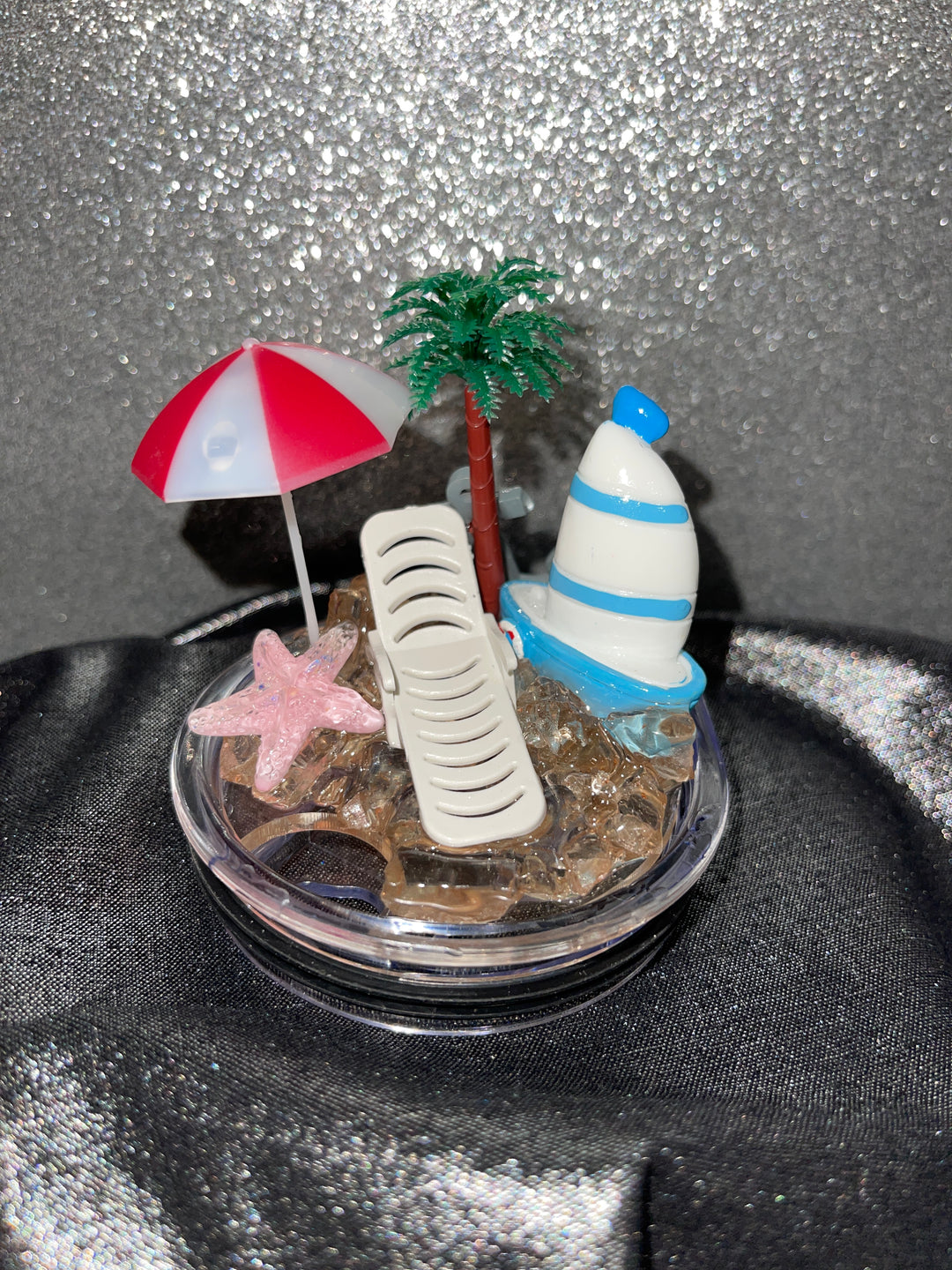 Beach Tumbler Topper 3D - Decorative Lid - 3D Tumbler Lid - Lid Topper