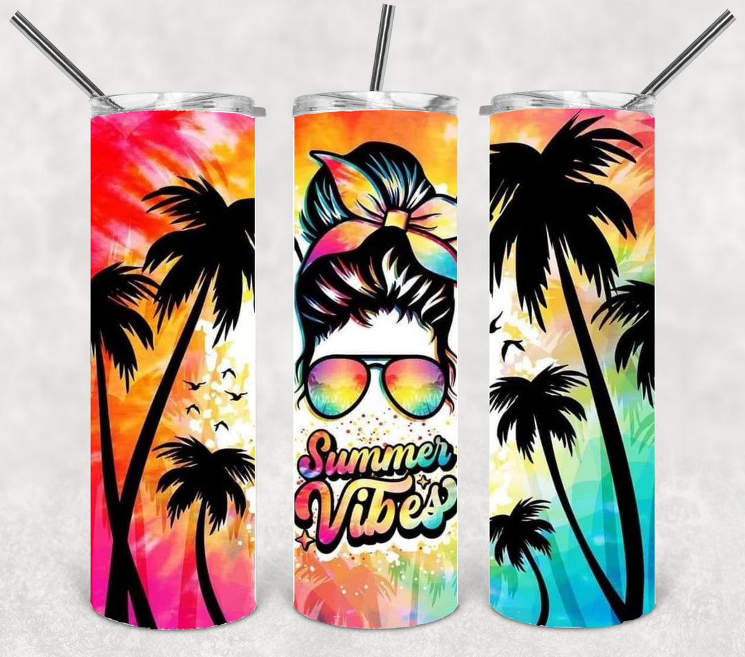 20 oz Skinny Tumbler - Beach Summer Theme - Tropical - Summer Vibes