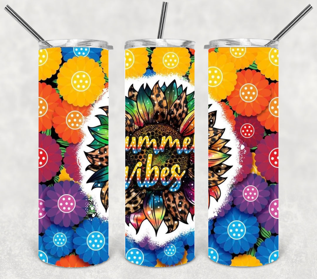 20 oz Skinny Tumbler - Beach Summer Theme - Tropical - Summer Vibes