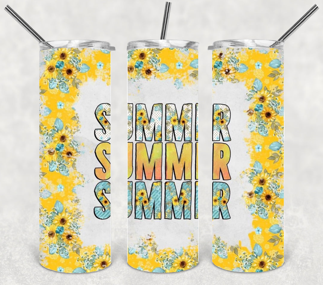 20 oz Skinny Tumbler - Beach Summer Theme - Tropical - Summer Vibes