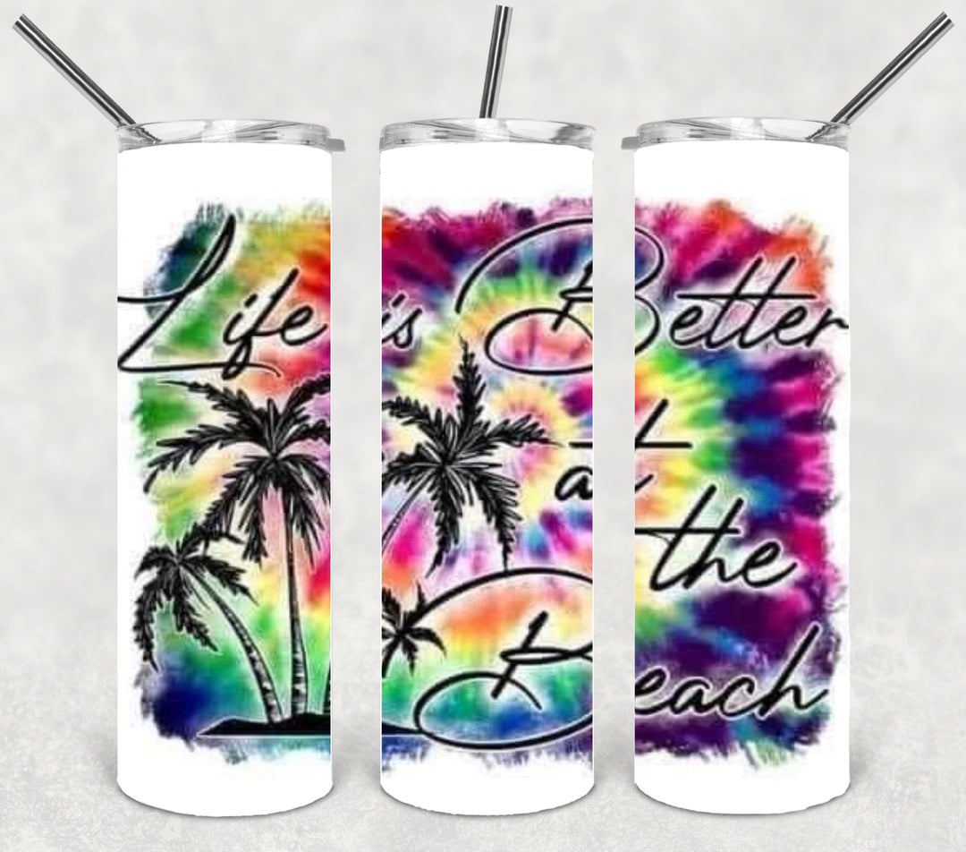 20 oz Skinny Tumbler - Beach Theme - Life is Better at the Beach