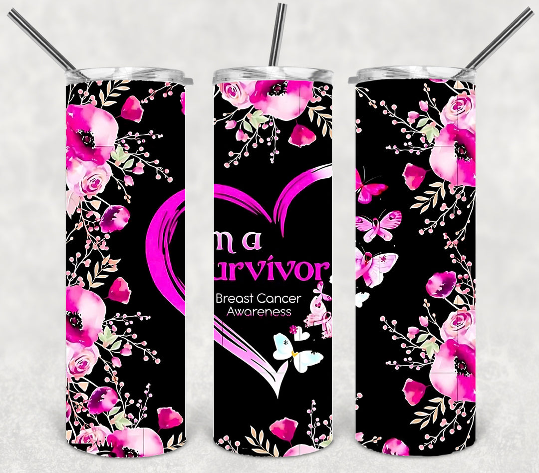 I'm a Survivor, Breast Cancer Tumbler - Breast Cancer Awareness, #Survivor