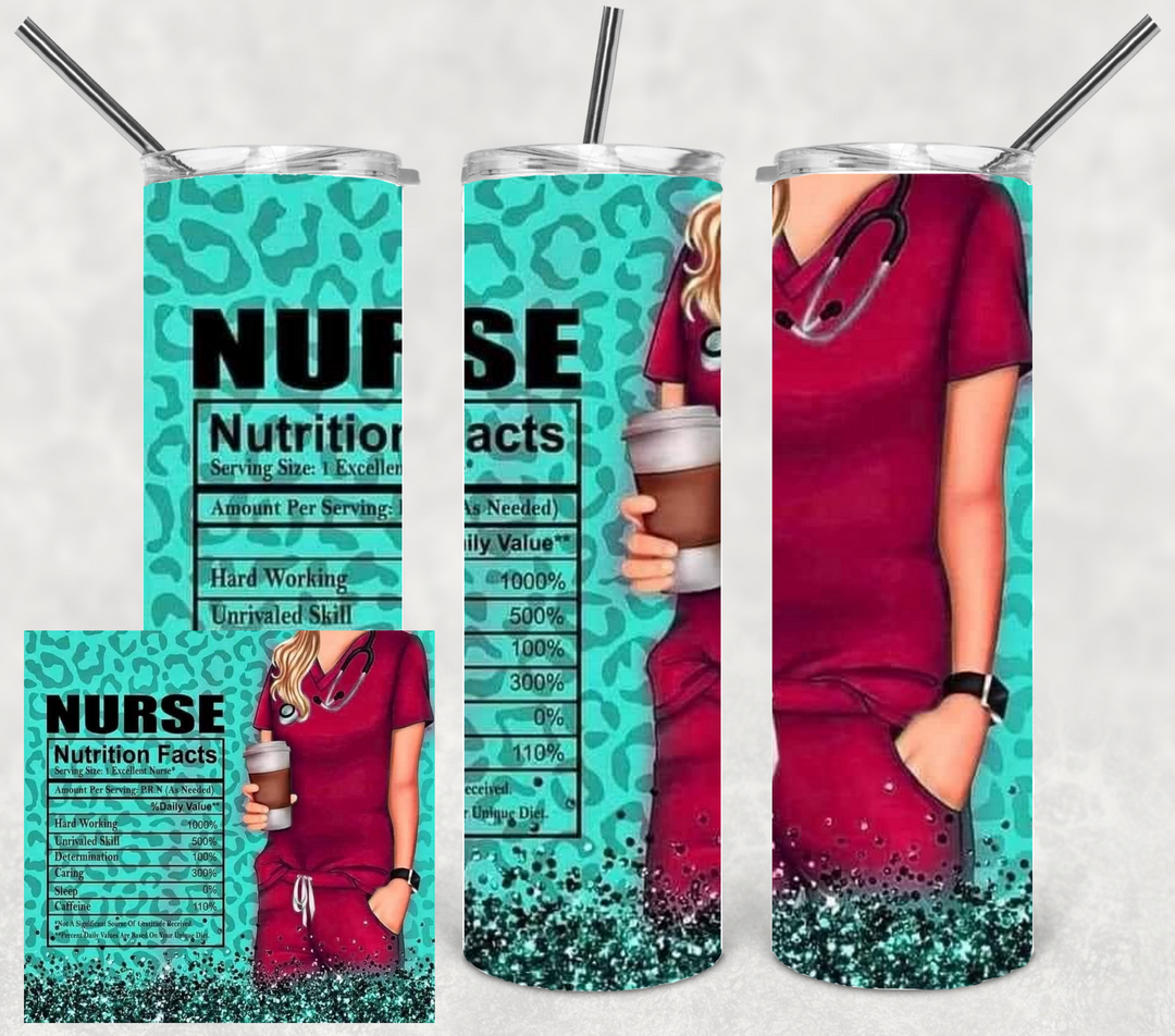20 oz Tumbler - nurselife - Nurse Nutrition Facts - Nurse Tumbler