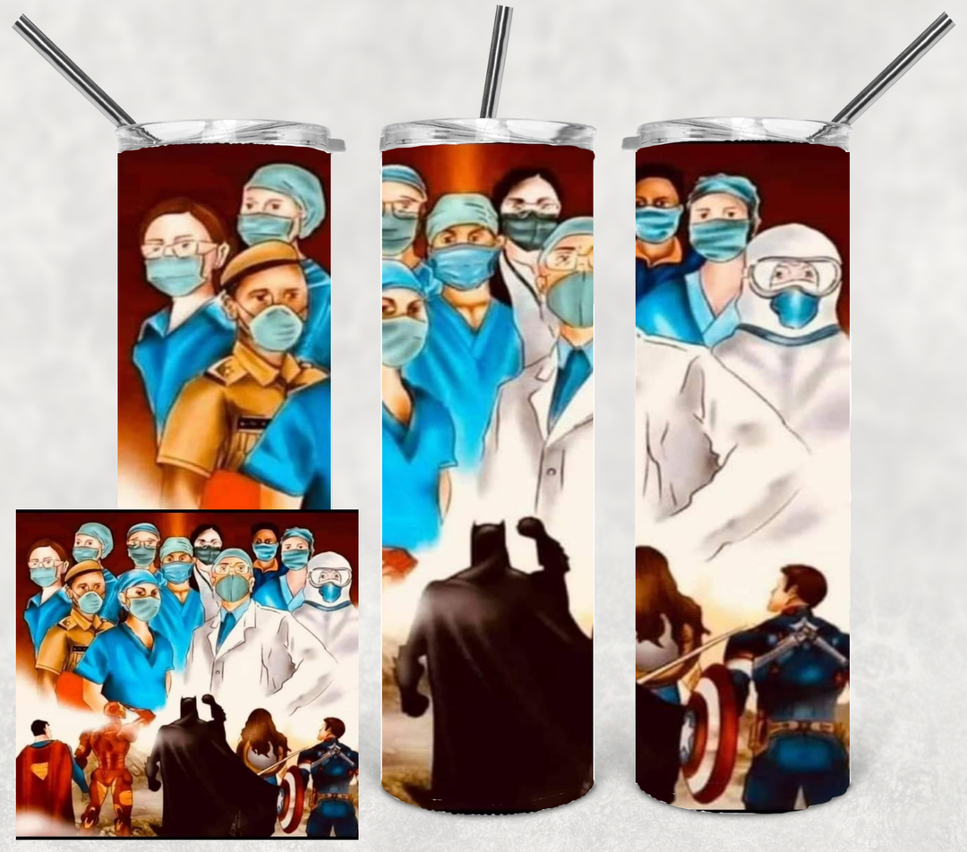 20 oz Tumbler - nurselife - Not All Heros Wear Capes Some Wear Stethoscopes - Super Heroes Tumbler