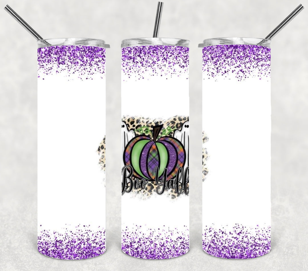 20 oz Tumbler, Halloween Themed Tumbler - Purple Pumpkins