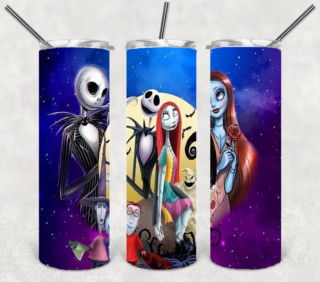 20 oz Tumbler, Halloween Themed Tumbler - Skelly Nightmare Movie