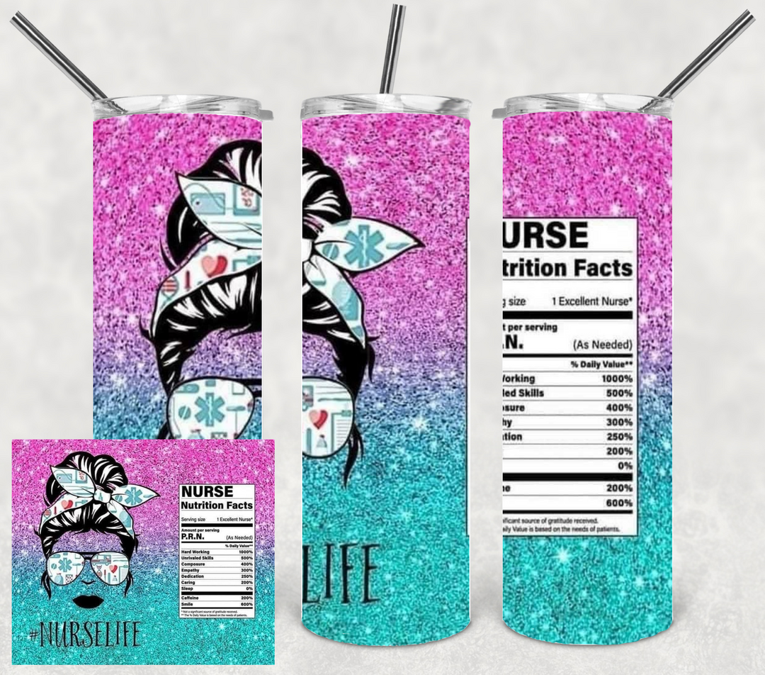 20 oz Tumbler - Nurse Tumbler - nurselife - messy bun nurse