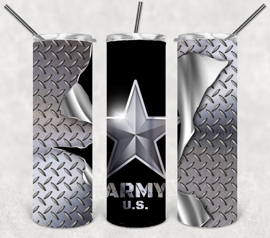 Army Tumbler, Army Veteran, Military Veteran, Military Tumbler, Honor Veterans, Veteran Gift, 20 oz Skinny Tumbler