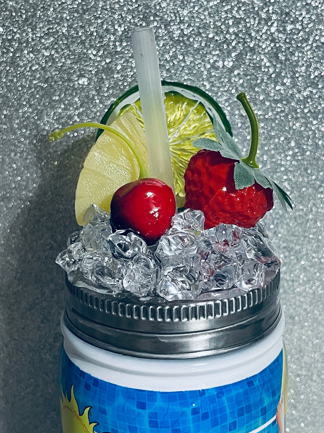 Lime + Strawberry + Cherry + Pineapple - Fruit Tumbler Topper that fit the 17 oz Stainless Mason Jar Tumbler