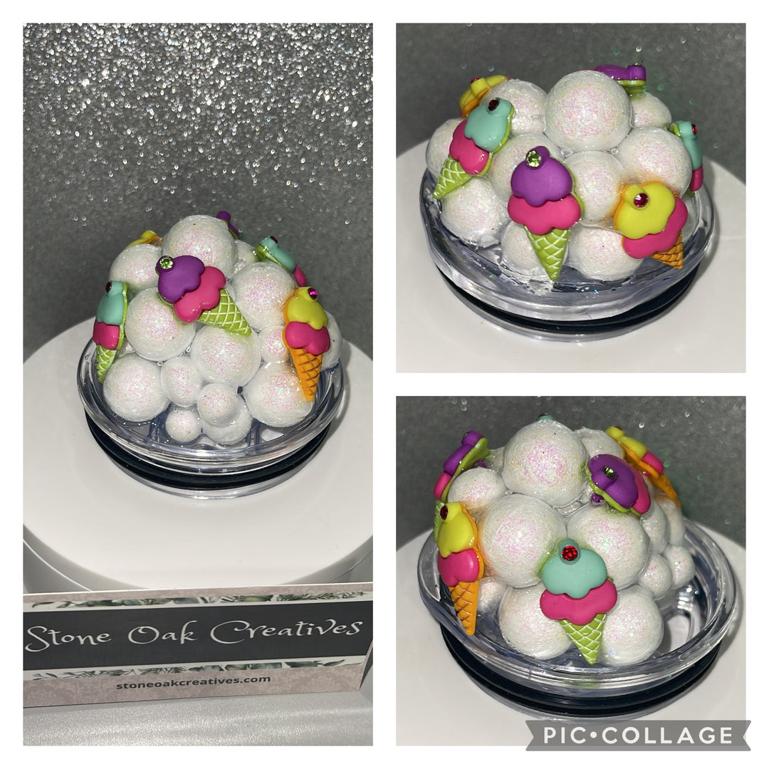 Ice Cream Tumbler Topper 3D Decorative Lid