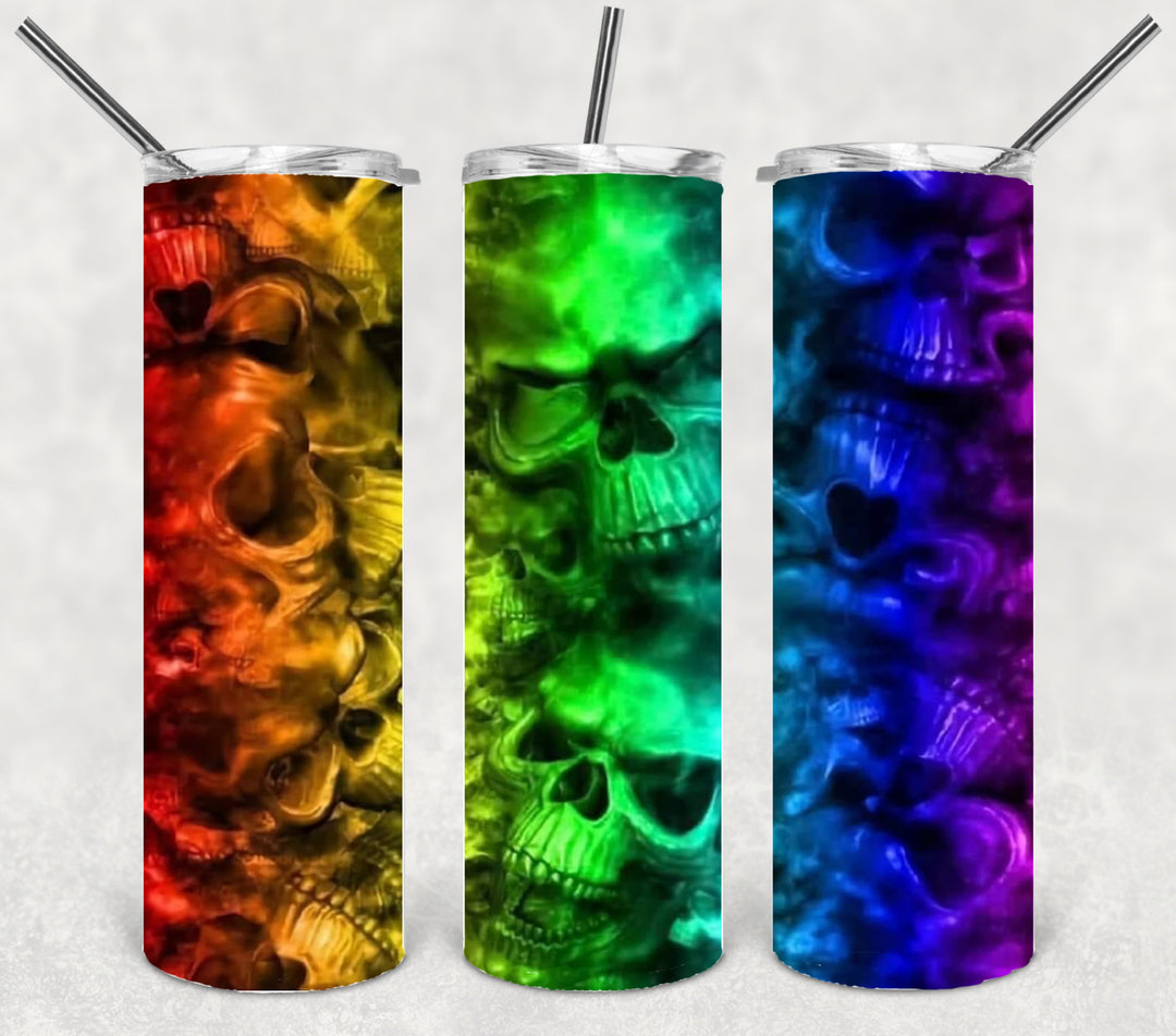 Halloween Themed Tumbler - Bright Skulls