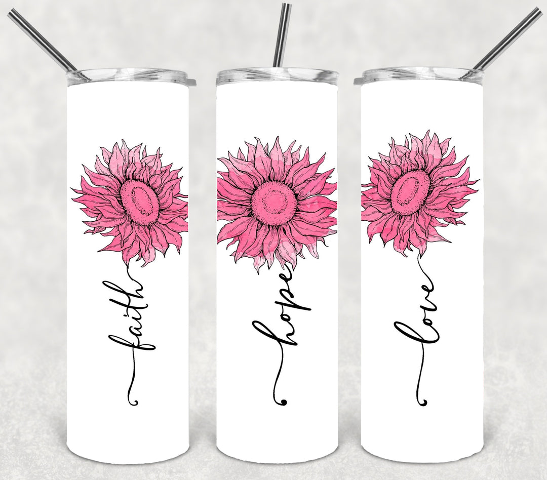 Faith Hope Love, Breast Cancer Tumbler - Breast Cancer Awareness, #Survivor #Fighter