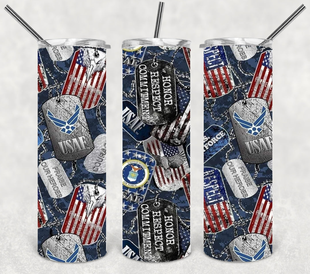 Air Force Tumbler, Air Force Veteran, Military Veteran, Military Tumbler, Honor Veterans, Veteran Gift, 20 oz Skinny Tumbler