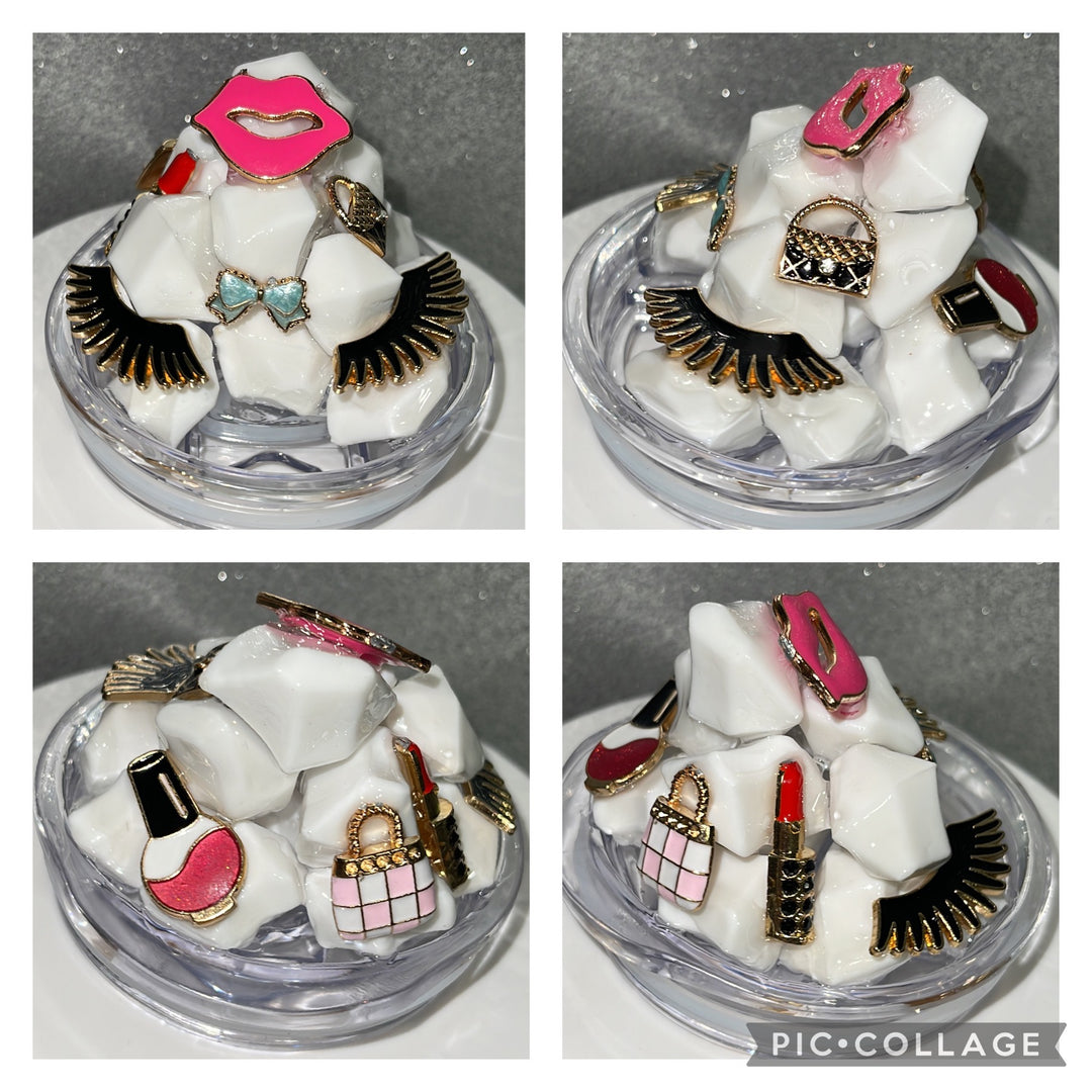 Make-up Cosmetics Diva Princess Bling White Gems Tumbler Topper 3D Decorative 20 oz Lid