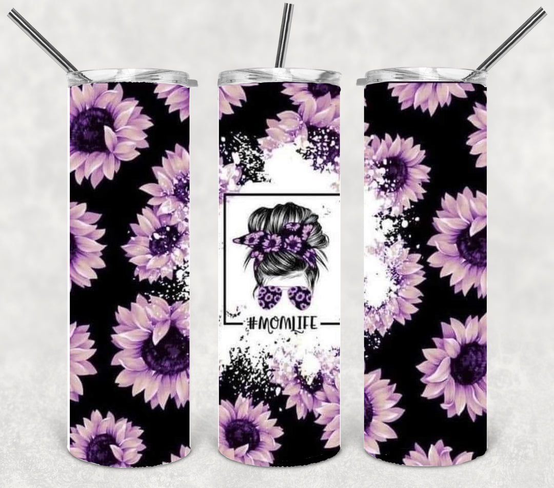 20 oz Skinny Tumbler - "MAMA"designs momlife tumbler sunflowers flowers