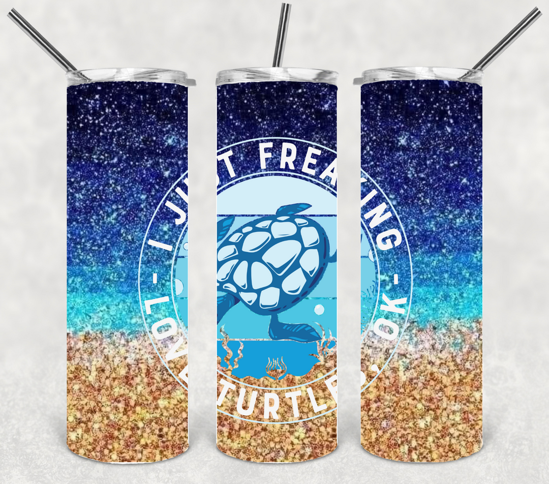 20 oz Skinny Tumbler - I Just Freaking Love Turtles