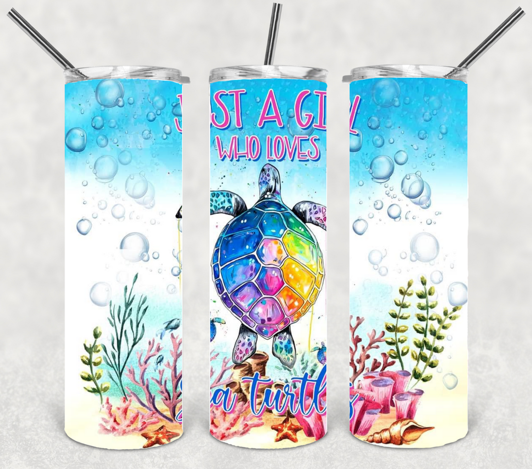 20 oz Skinny Tumbler - Just a Girl Who Loves Turtles