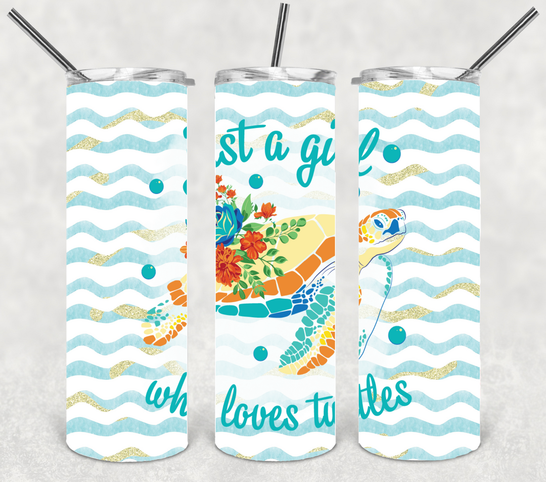 20 oz Skinny Tumbler - Just a Girl Who Loves Turtles