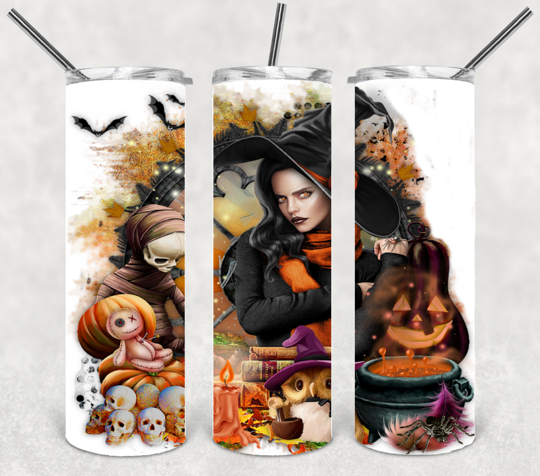20 oz Tumbler, Halloween Tumbler Trick or Treat Ghosts Pumpkins Spooky