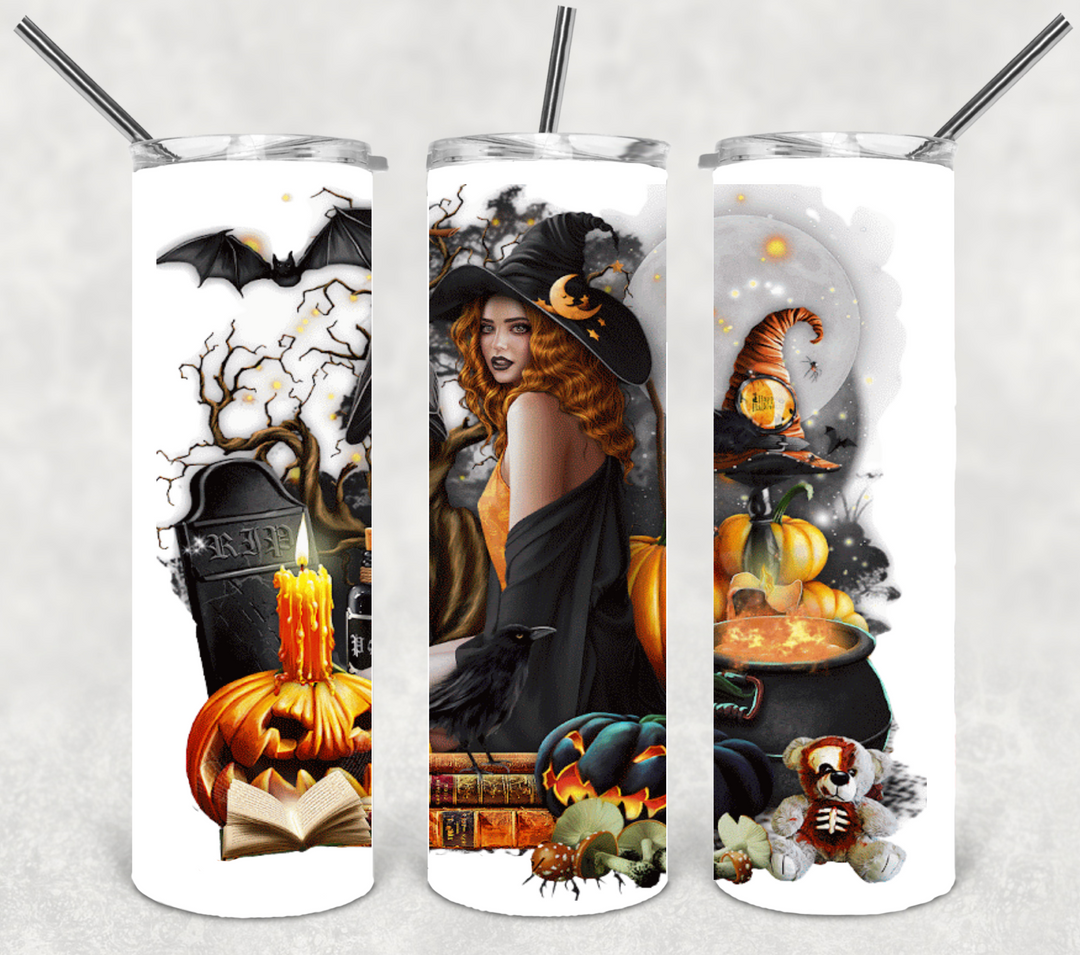 20 oz Tumbler, Halloween Tumbler Trick or Treat Ghosts Pumpkins Spooky