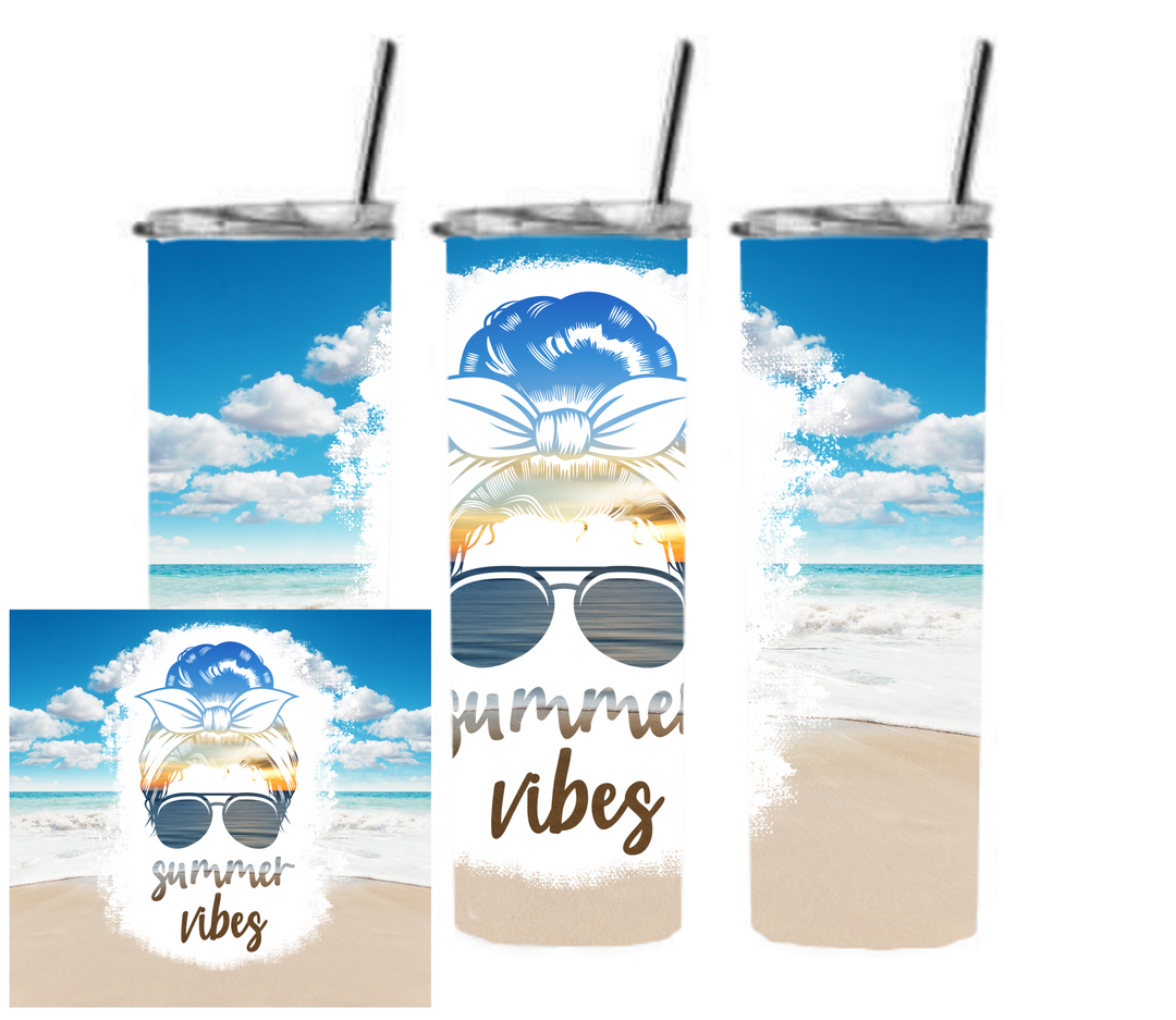 20 oz Skinny Tumbler - Beach Theme - Beachlife - Summer Vibes