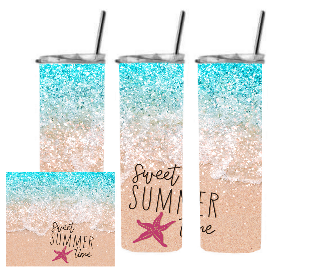 20 oz Skinny Tumbler - Beach Theme - Beachlife - Sweet Summertime