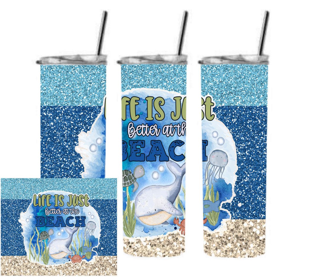 20 oz Skinny Tumbler - Beach Theme - Beachlife - Life is Better at the Beach