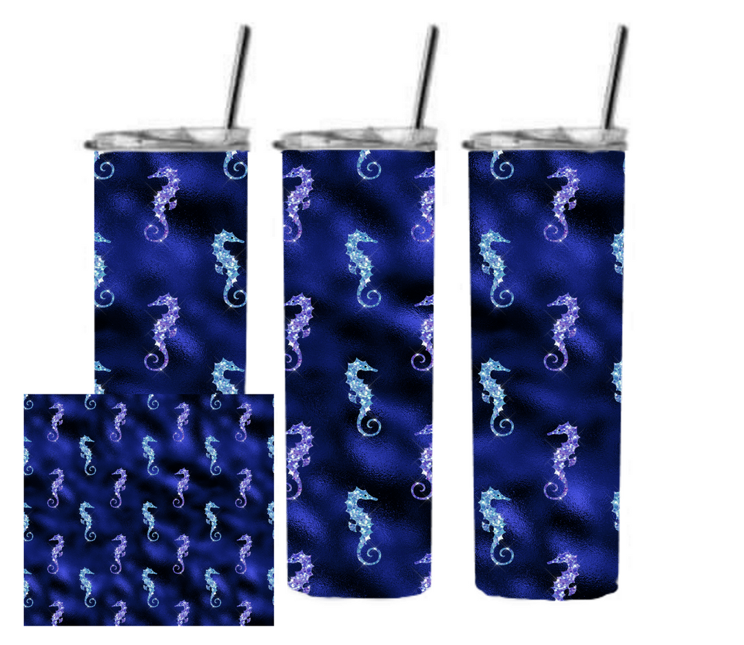 20 oz Skinny Tumbler - Beach Theme - Beachlife - Seahorse