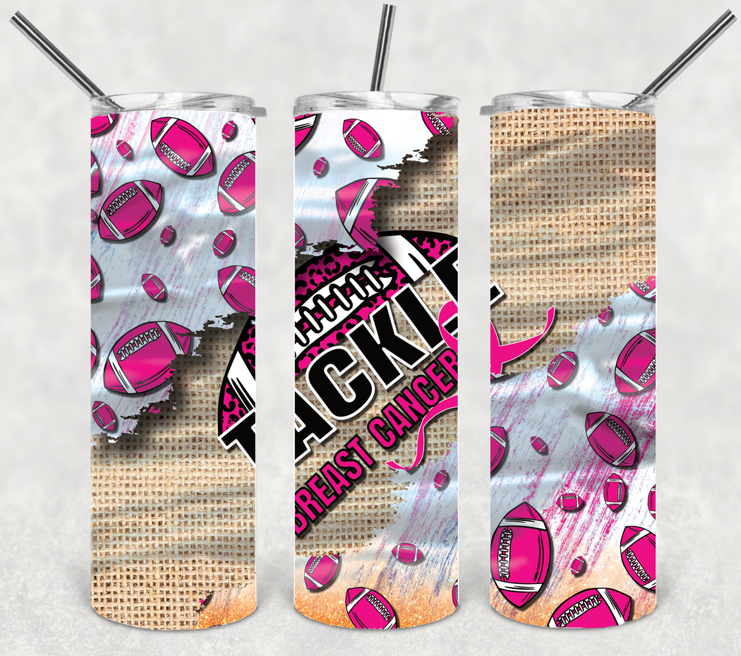 Breast Cancer Tumbler - Breast Cancer Awareness - Tackle Breast Cancer Football
