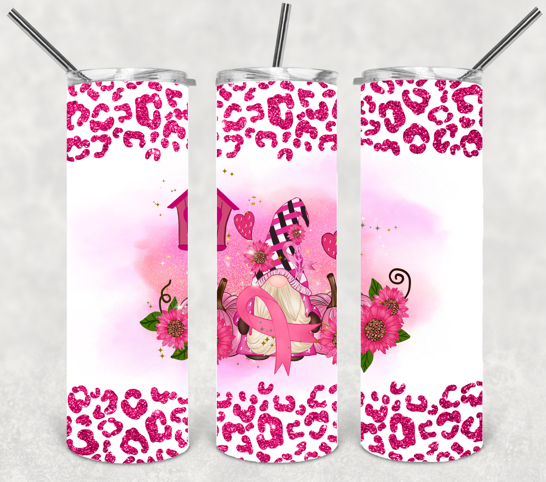 Breast Cancer Tumbler, Breast Cancer Awareness, Gnome
