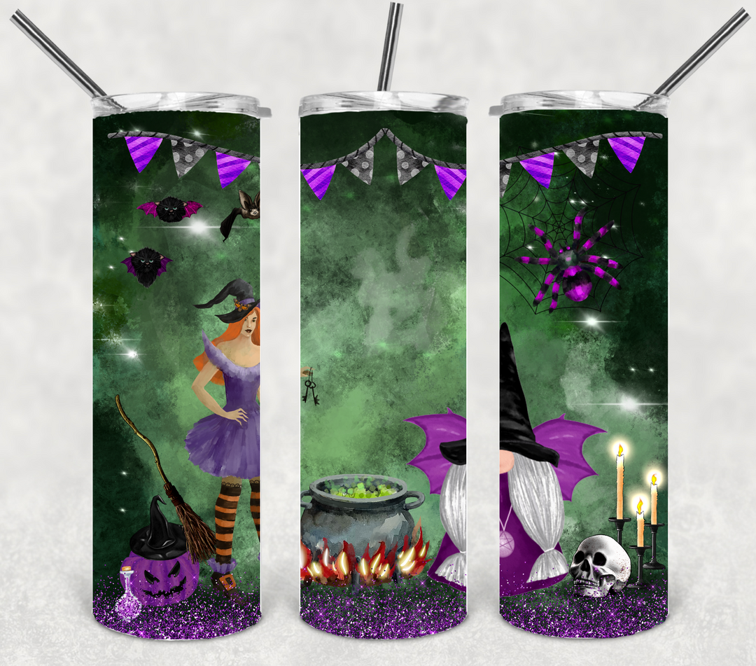 20 oz Tumbler, Halloween Tumbler Trick or Treat Ghosts Pumpkins Spooky Gnome