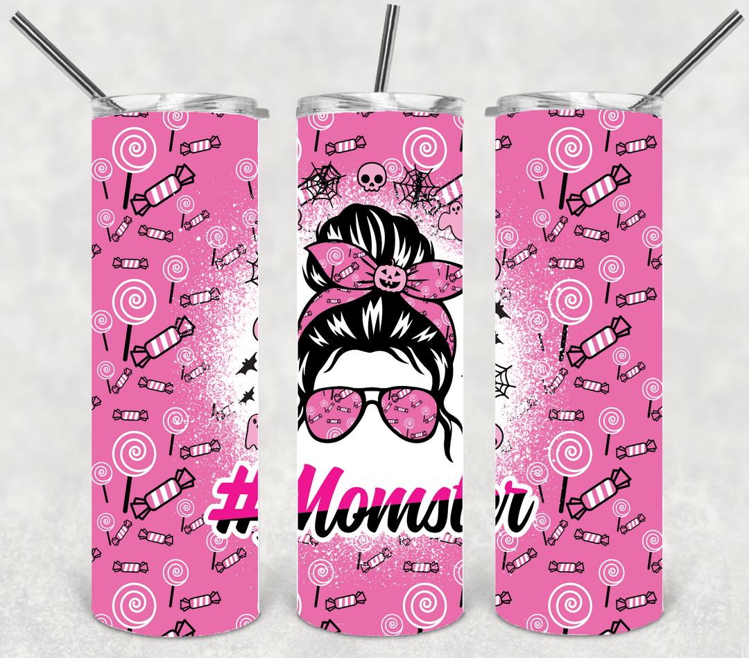 Halloween Themed Tumbler - Momster Pink
